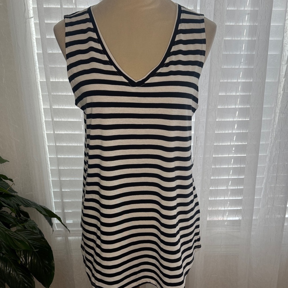 Style & Co. Navy and White Striped Tank Top